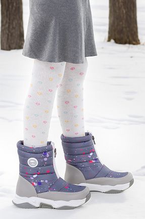 بوت برفی طوسی بچه گانه چرم مصنوعی Kiko Kids - کد 863887180