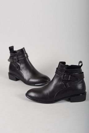 بوت / نیم بوت مشکی زنانه چرم خالص SEÇ KUNDURA - کد 358232530