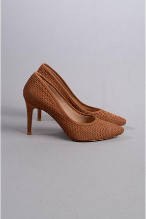 کفش پاشنه بلند کلاسیک قهوه ای زنانه چرم خالص SEÇ KUNDURA - کد 729493445