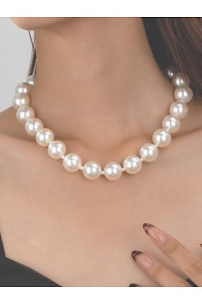 گردنبند جواهر سفید زنانه مروارید SHİNELİZE - کد 861417730