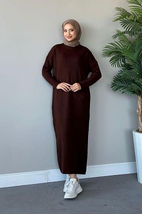 لباس حجاب قهوه ای زنانه رگولار Şule Giyim - کد 761103610