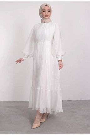 لباس مجلسی حجاب سفید زنانه یقه دوچرخه BestShopping - کد 861504866