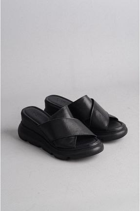 دمپائی مشکی زنانه چرم خالص SEÇ KUNDURA - کد 843807908