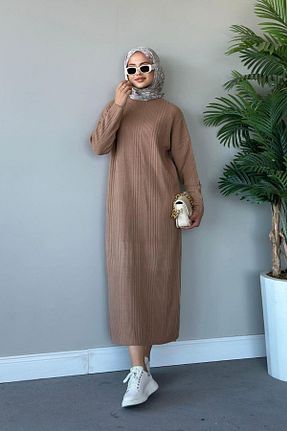 لباس حجاب قهوه ای زنانه رگولار Şule Giyim - کد 734365221
