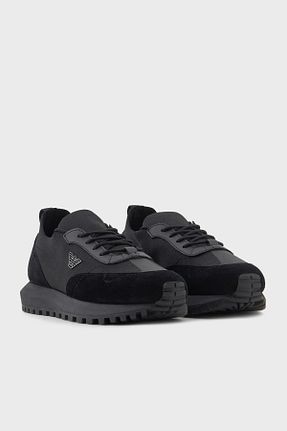 کفش اسنیکر مشکی مردانه بند دار Emporio Armani - کد 861511893