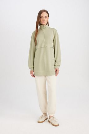 سوئیشرت سبز زنانه ساده Defacto - کد 861452275