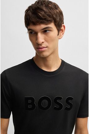 تیشرت مشکی مردانه یقه دوچرخه BOSS - کد 861478288