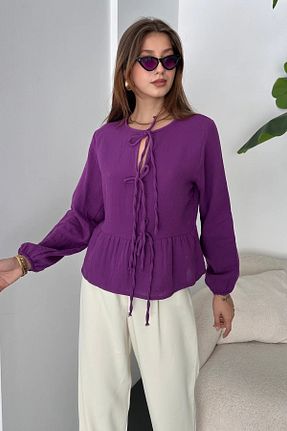 بلوز بنفش زنانه ساده Fav Style - کد 861480901