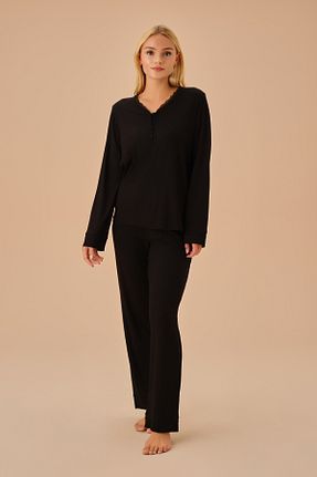 ست لباس راحتی مشکی زنانه ساده Suwen - کد 861495376