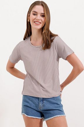 تیشرت قهوه ای زنانه رگولار Bigdart - کد 809733291
