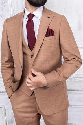 کت و شلوار زرد مردانه یقه نوک تیز PR PACO ROMANO ART OF FASHİON - کد 672160766