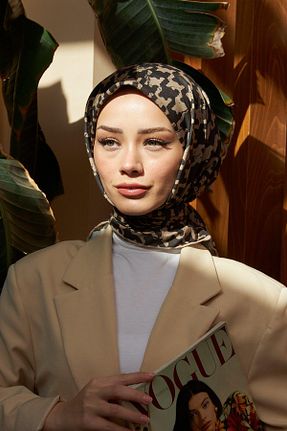 روسری قهوه ای پنبه ای İpekhan - کد 780250057