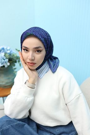روسری آبی پنبه ای Silk Home - کد 802842223
