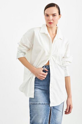 پیراهن سفید زنانه اورسایز Setre - کد 773281572