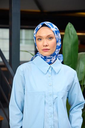 روسری آبی پنبه ای İpekhan - کد 817273236