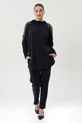 ست بالاتنه و پائین تنه مشکی زنانه بافتنی Jupe - کد 861910533