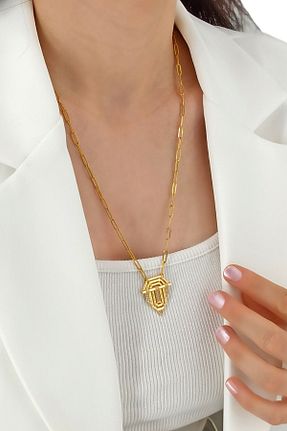 گردنبند استیل ( فولاد ) طلائی زنانه استیل (فولاد) Çlk Accessories - کد 838850599