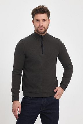 سوئیشرت قهوه ای مردانه ساده ENQUE - کد 861633442