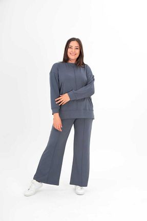 ست گرمکن سایز بزرگ طوسی زنانه پنبه ای Esina - کد 861616824