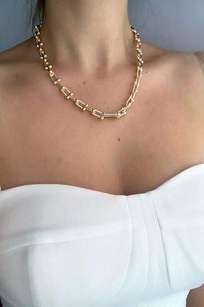 گردنبند جواهر طلائی زنانه برنجی Çlk Accessories - کد 153699430