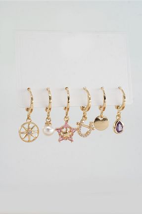 گوشواره جواهر طلائی زیرکن By Zeyna Aksesuar - کد 258892335