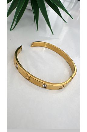 دستبند استیل (فولاد) طلائی زنانه استیل ضد زنگ Parla - کد 861633278