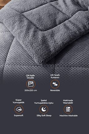 لحاف دونفره طوسی 195 x 215 Evlen Home Collection - کد 658376194