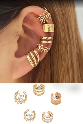 گوشواره غضروفی جواهر طلائی زنانه تیتانیوم ELMATOLYE - کد 861642557