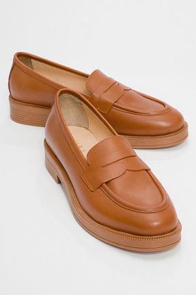 کفش لوفر قهوه ای زنانه چرم خالص luvishoes - کد 861647412