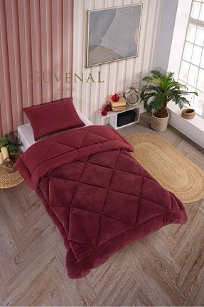 لحاف تکنفره زرشکی Silikon Güvenal - کد 861651191