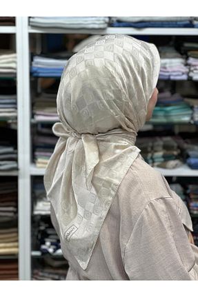 روسری بژ 100 x 100 PİRAMİT - کد 861649647