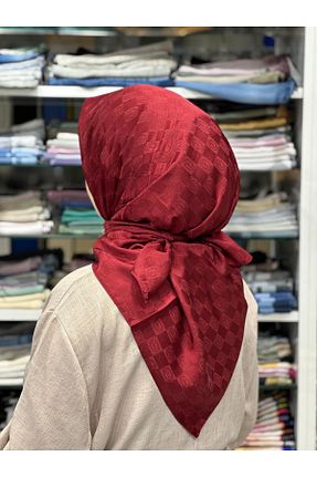 روسری زرشکی 100 x 100 PİRAMİT - کد 861646514
