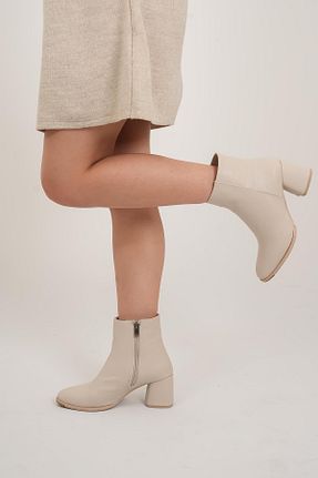 بوت / نیم بوت بژ زنانه چرم مصنوعی Stilbagshoes - کد 861643325