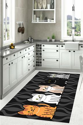 فرش آشپزخانه طوسی پلی استر Napoli Home - کد 861662860