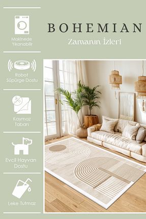 فرش بژ قابل شستشو West Home - کد 861653138