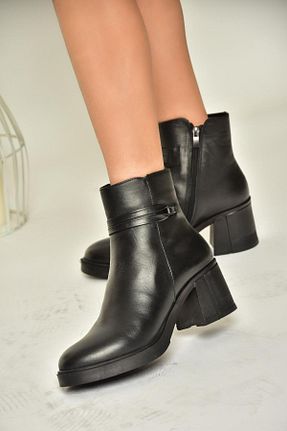 بوت / نیم بوت مشکی زنانه چرم خالص Fox Shoes - کد 861663223