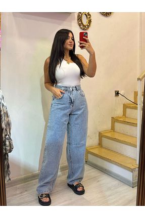 شلوار جین آبی زنانه پاچه گشاد ROSSA - کد 861720265