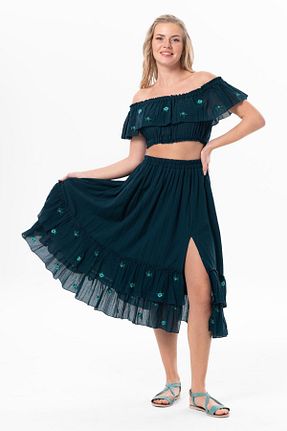 دامن آبی زنانه پنبه ای Eliş Şile Bezi - کد 807276030