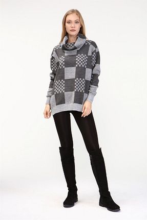 پلیور طوسی زنانه طرح دار FTZ WOMEN - کد 148496916