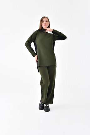ست بالاتنه و پائین تنه خاکی زنانه بافتنی FTZ WOMEN - کد 795657738