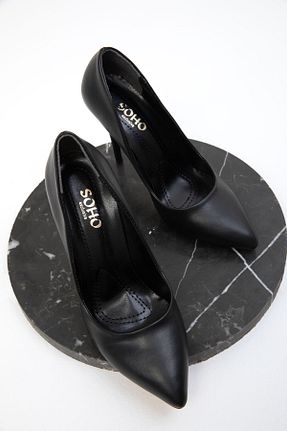 کفش پاشنه بلند کلاسیک مشکی زنانه چرم مصنوعی SOHO - کد 858323471