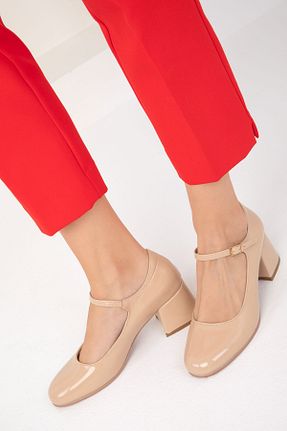 کفش پاشنه بلند کلاسیک بژ زنانه چرم مصنوعی SOHO - کد 858323482