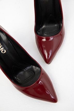 کفش پاشنه بلند کلاسیک زرشکی زنانه چرم مصنوعی SOHO - کد 858323476