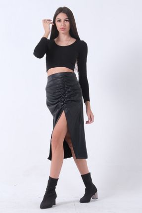 دامن مشکی زنانه چرم مصنوعی Feminist - کد 765395249