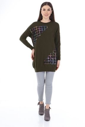 پلیور خاکی زنانه ساده FTZ WOMEN - کد 88669305