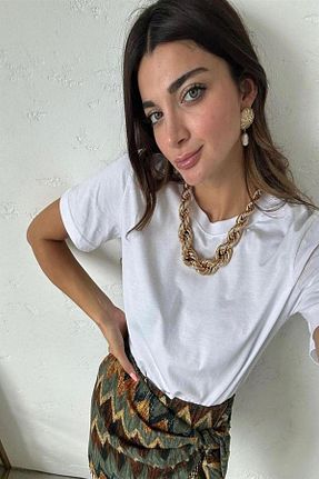گردنبند جواهر سفید زنانه برنجی Ürün Evim - کد 828238696