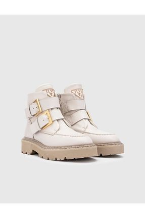بوت / نیم بوت بژ زنانه چرم خالص İlvi - کد 776917089