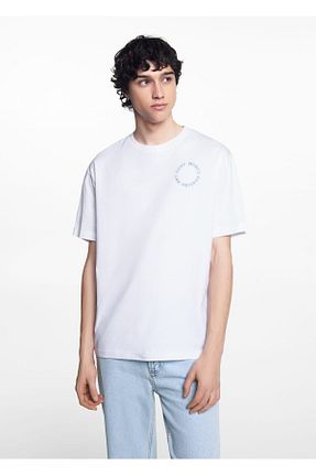 تیشرت سفید مردانه رگولار MANGO Teen - کد 831190307