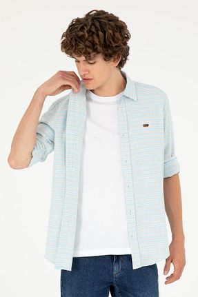 پیراهن آبی مردانه یقه پیراهنی U.S. Polo Assn. - کد 846502822