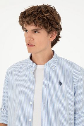 پیراهن آبی مردانه یقه دکمه دار U.S. Polo Assn. - کد 849634608